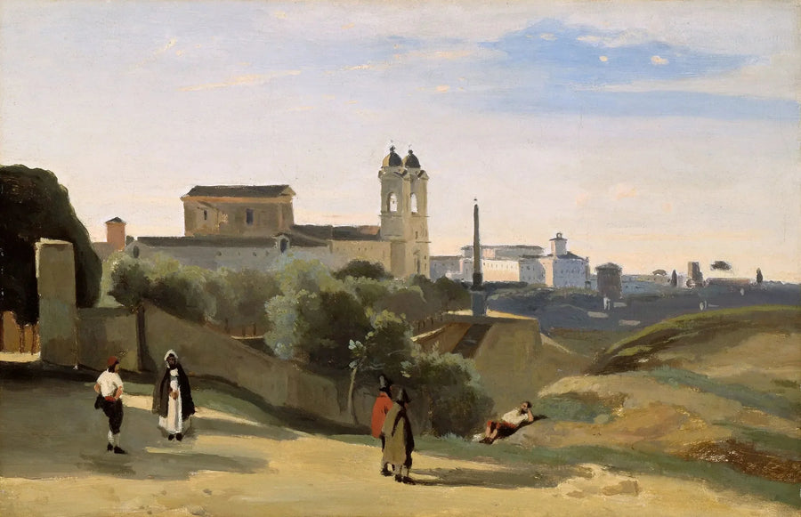 Rzym, Monte Pincio. Trójca Gór. Widok na ceny ogrodów Akademii Francuskiej - Jean-Baptiste Camille Corot