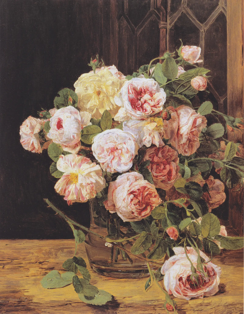 Bouquet de roses at the window – Ferdinand Georg Waldmüller