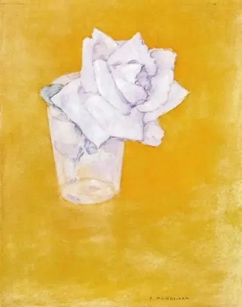 Biała róża w szklance - Piet Mondrian