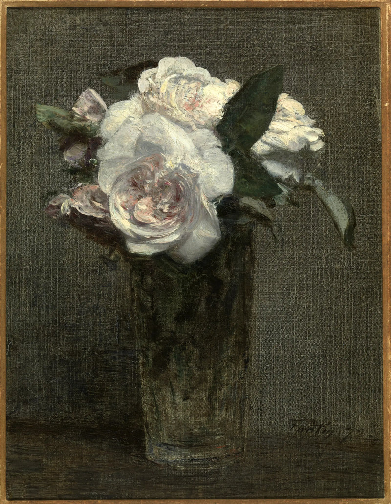 Białe róże w szklance - Henri Fantin-Latour