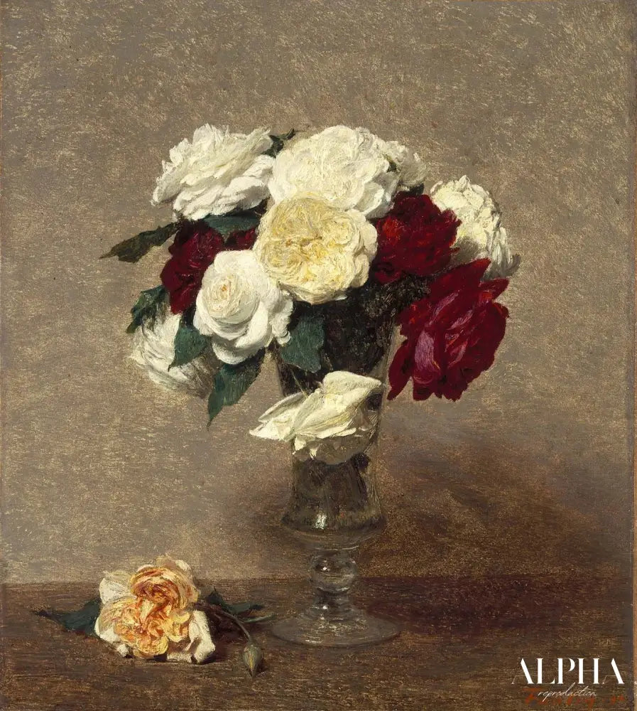 Roses dans un vase en verre, 1987 - Henri Fantin-Latour - Reproductions de tableaux et peintures haut de gamme