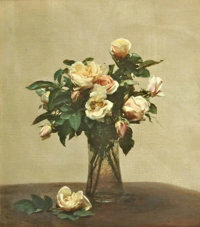 Róże w szklanym wazonie - Henri Fantin-Latour
