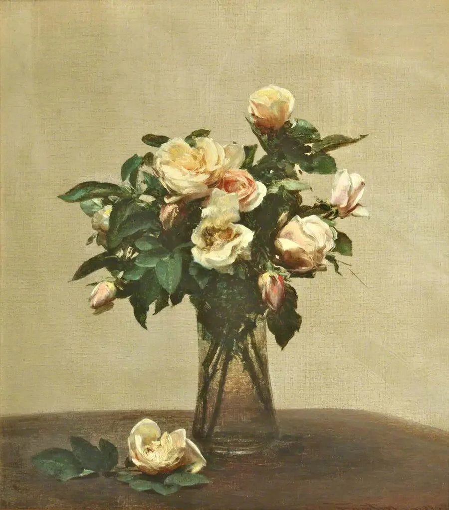 Róże w szklanym wazonie - Henri Fantin-Latour