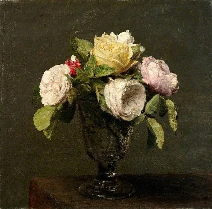 Róże w szklance z nóżką - Henri Fantin-Latour