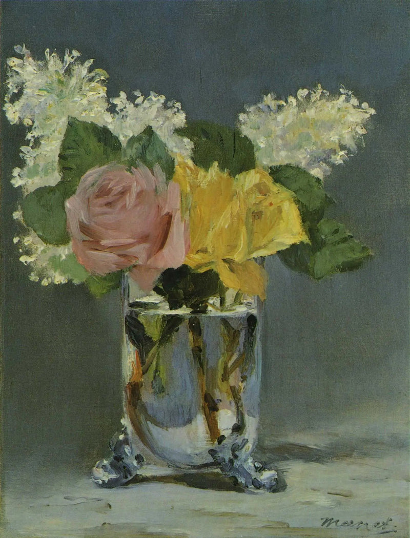 Róże i lilie w wazonie - Édouard Manet