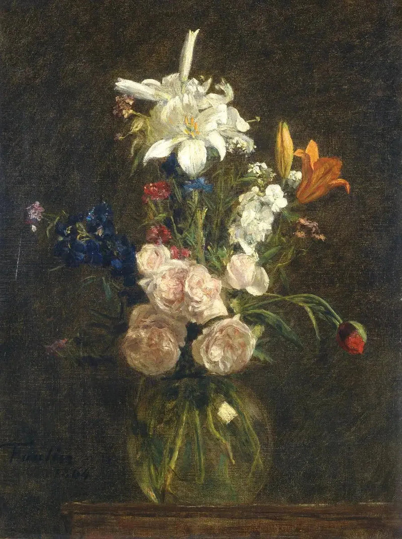 Róże i lilia w wazonie - Henri Fantin-Latour
