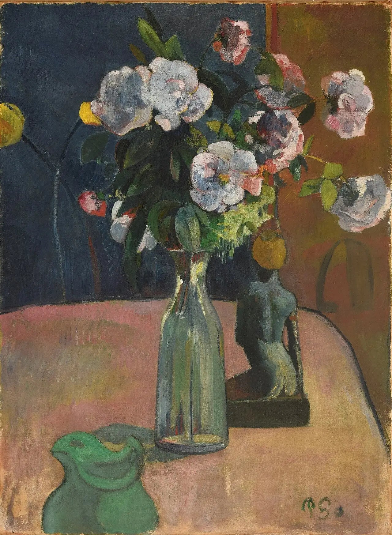 Roses et statuette - Paul Gauguin image 1 reproduction de peinture à l’huile