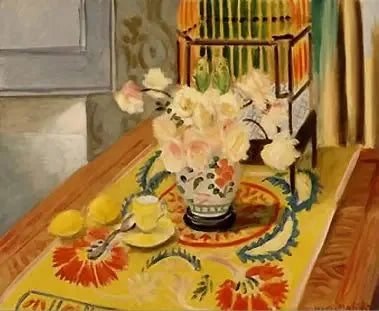 Żółte róże z klatką dla papużek - Henri Matisse