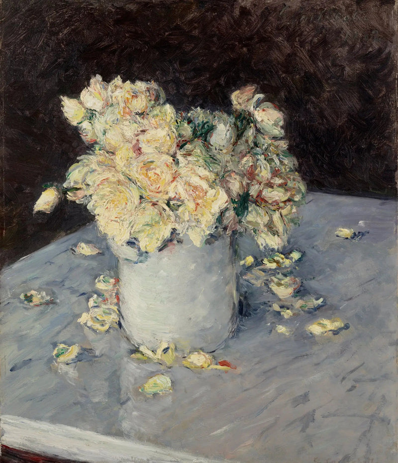 Żółte róże w wazonie - Gustave Caillebotte