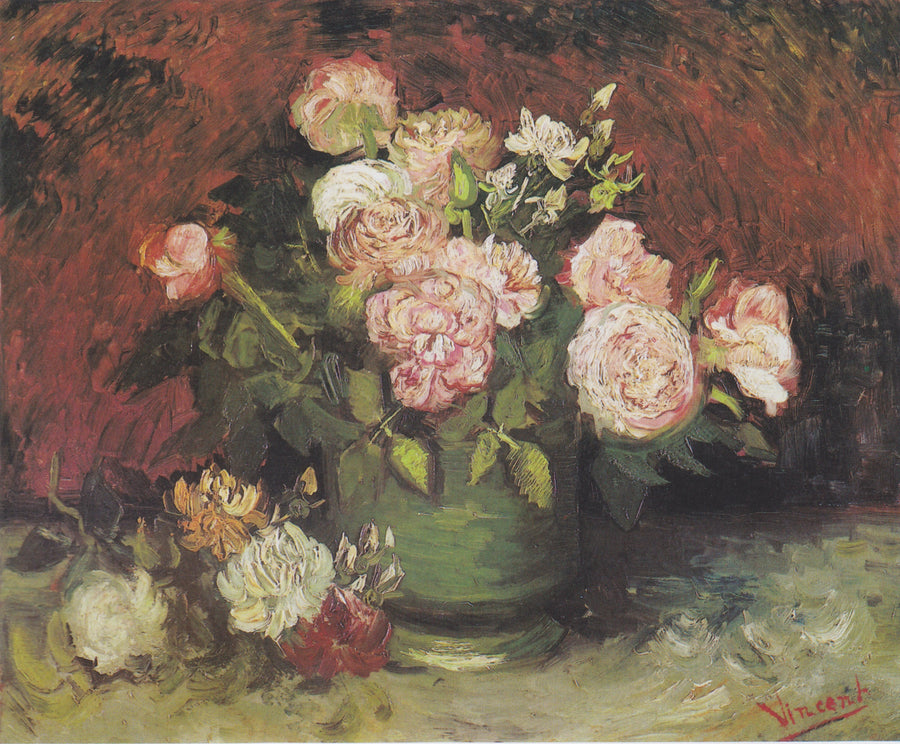 Miska z piwoniami i różami - Vincent van Gogh