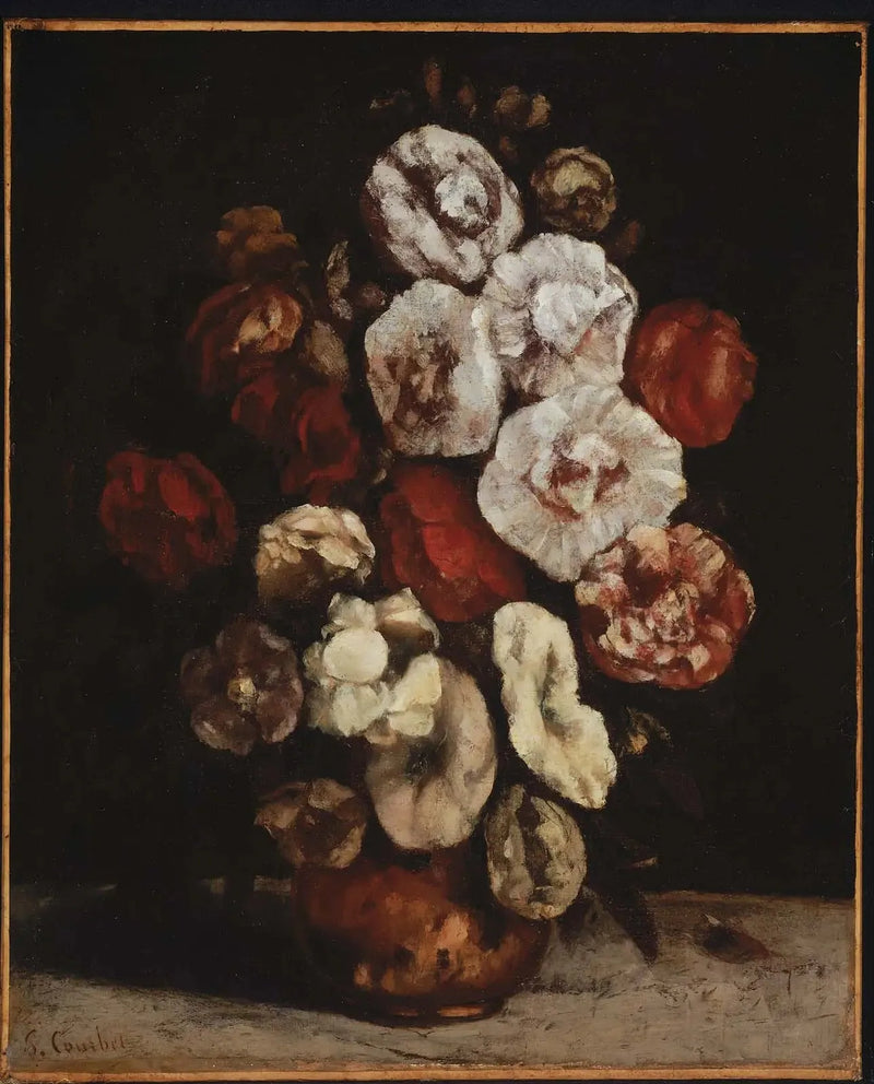 Róże trąbkowe w miedzianej misie - Gustave Courbet