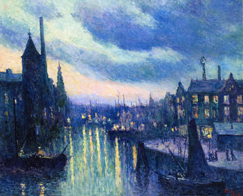 Rotterdam, efekt nocny (La Schie) - Maximilien Luce