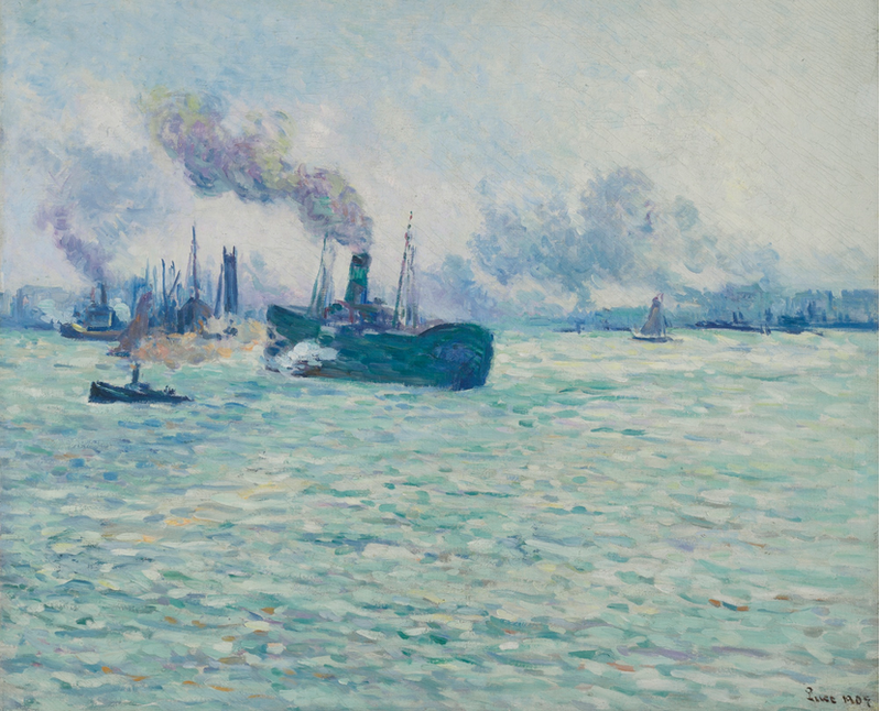 Rotterdam, scena portowa - Maximilien Luce