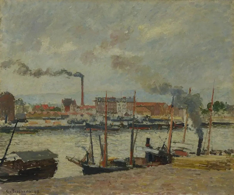 Rouen. Nabrzeże Bourse, deszcz - Camille Pissarro