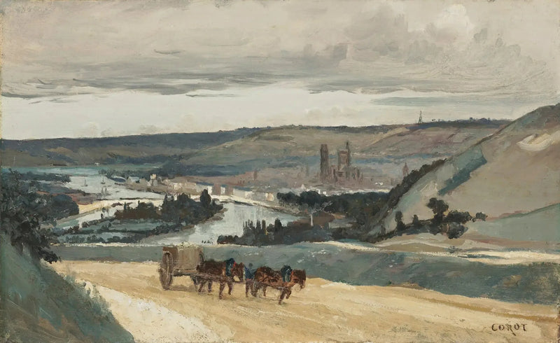 Rouen, widok na wzgórza dominujące nad miastem - Jean-Baptiste Camille Corot