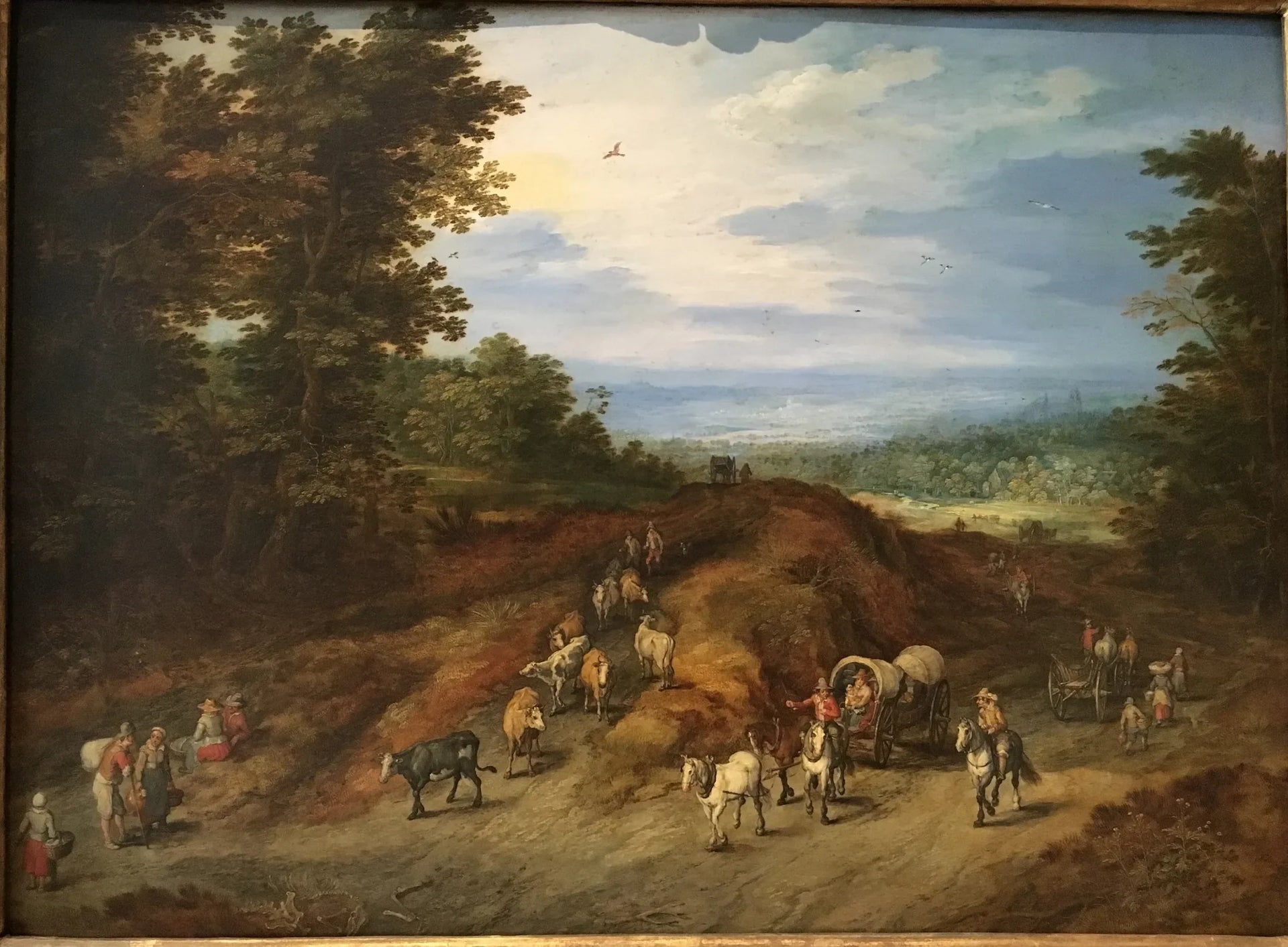 Route de campagne avec bétail et voyageurs - Jan Brueghel l'Ancien image 1 copie de tableau peinte à la main