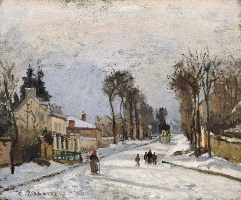 Droga do Wersalu w Louveciennes, efekt śniegu - Camille Pissarro