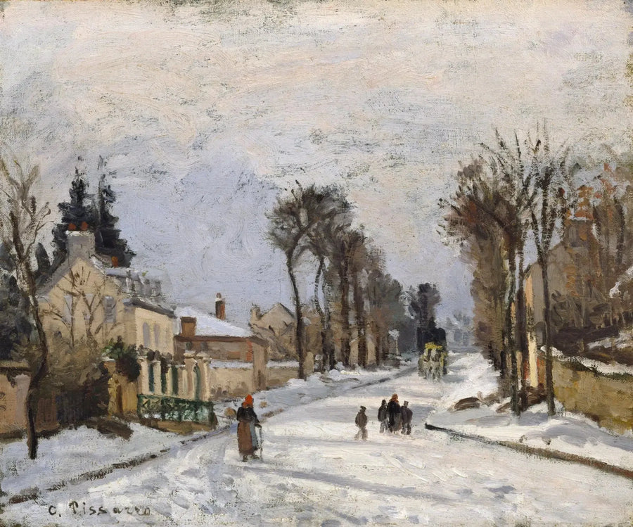 Droga do Wersalu w Louveciennes, efekt śniegu - Camille Pissarro