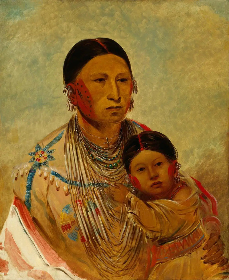 Ru-ton-ye-wee-ma, gołąb pawi, Kobieta Białego Chmury - George Catlin