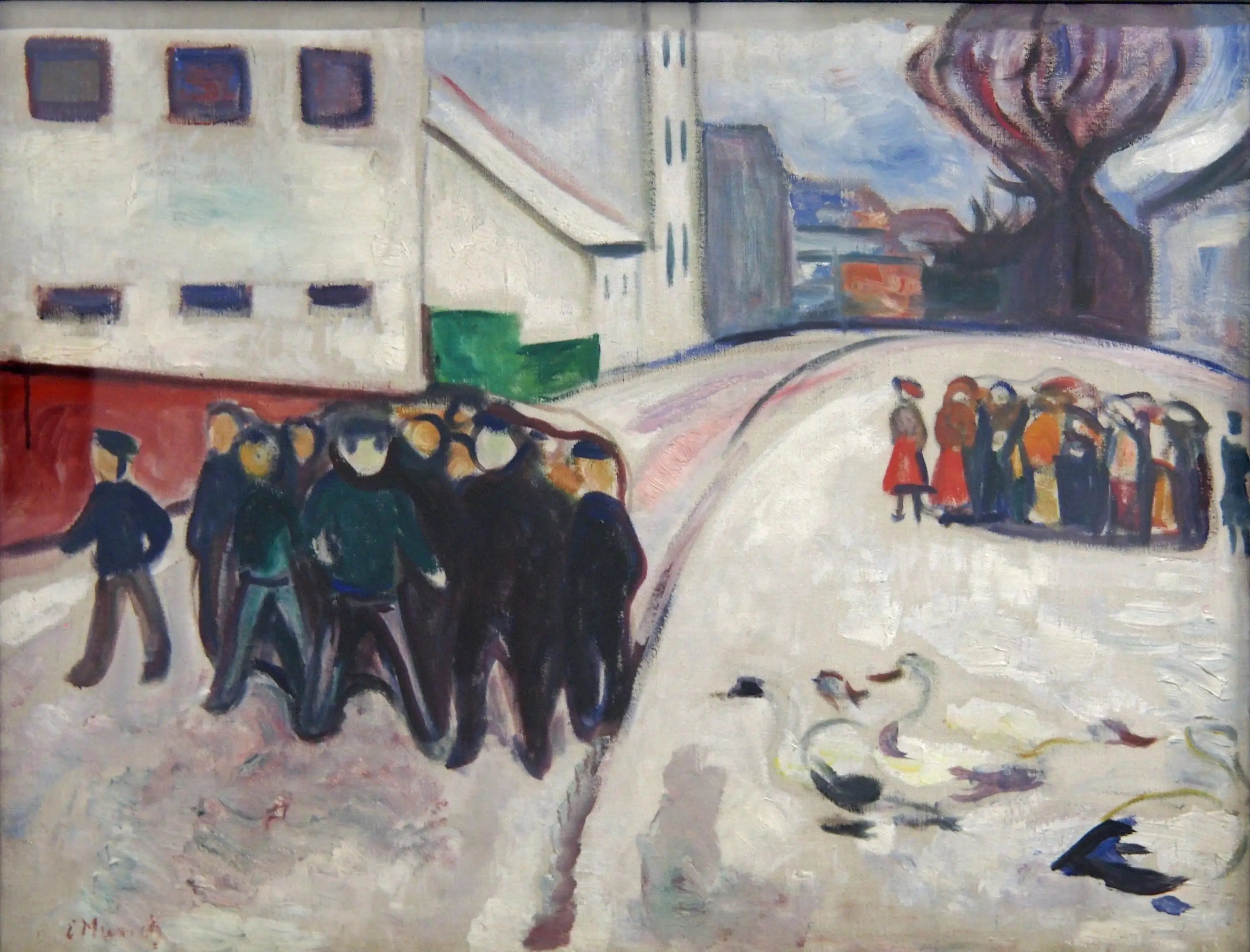 rue de petite ville dans la neige - Edvard Munch image 1 copie peinte à la main à l’huile