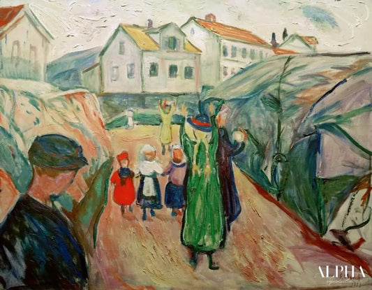 Rue du village de Kragerö - Edvard Munch - Reproductions de tableaux et peintures haut de gamme