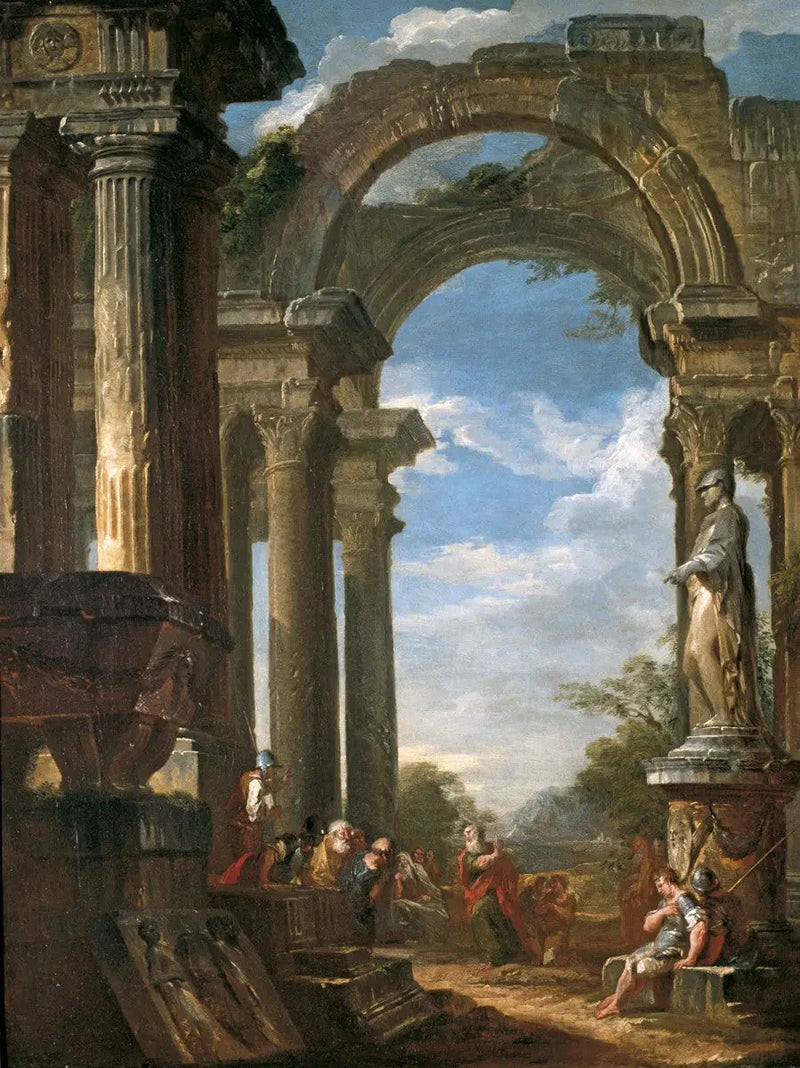 Ruiny świątyni z apostołem głoszącym kazanie - Giovanni Paolo Panini