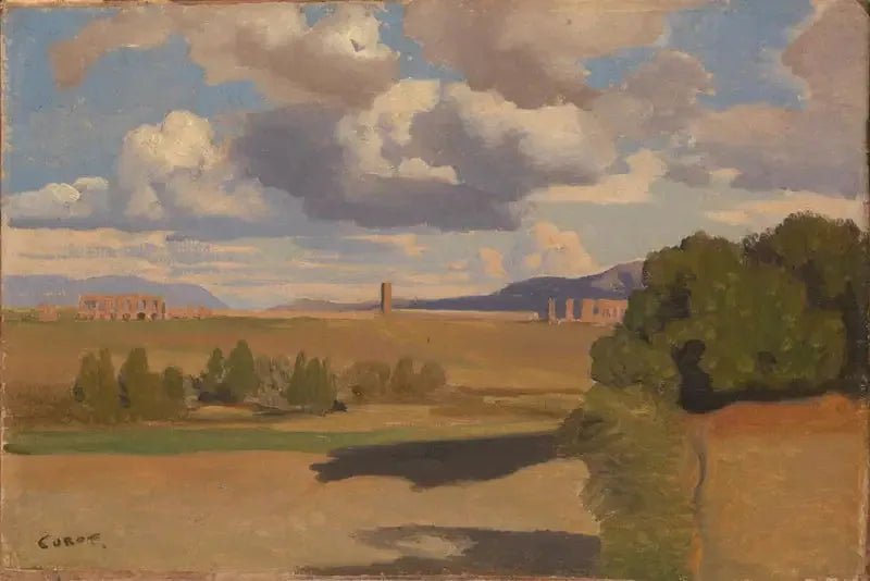 Ruiny na wiejskiej scenerii rzymskiej, z akweduktem Klaudiusza - Jean-Baptiste Camille Corot