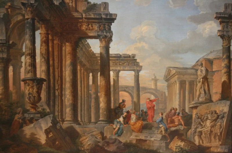 Rzymskie ruiny z kaznodzieją - Giovanni Paolo Panini