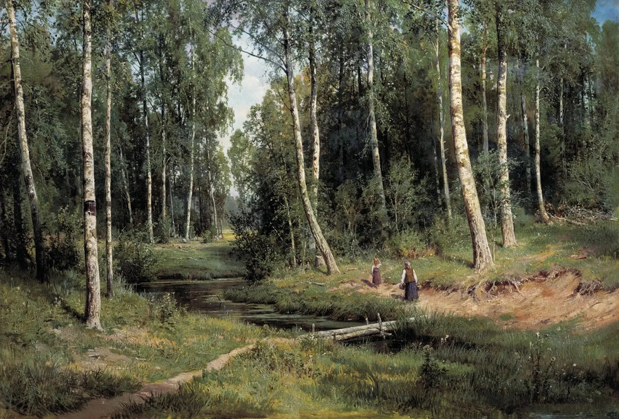 Potok w lesie brzozowym - Ivan Chichkine
