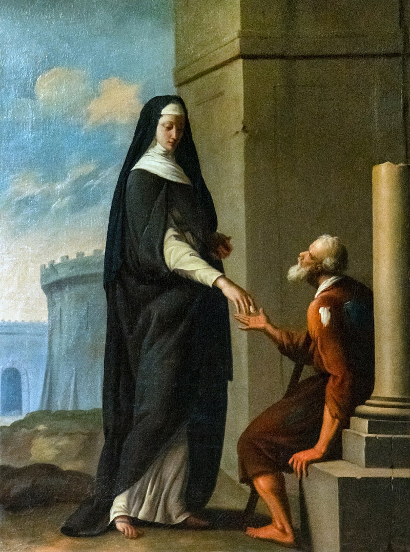 Siostra karmelitanka dająca jałmużnę - Eustache Le Sueur