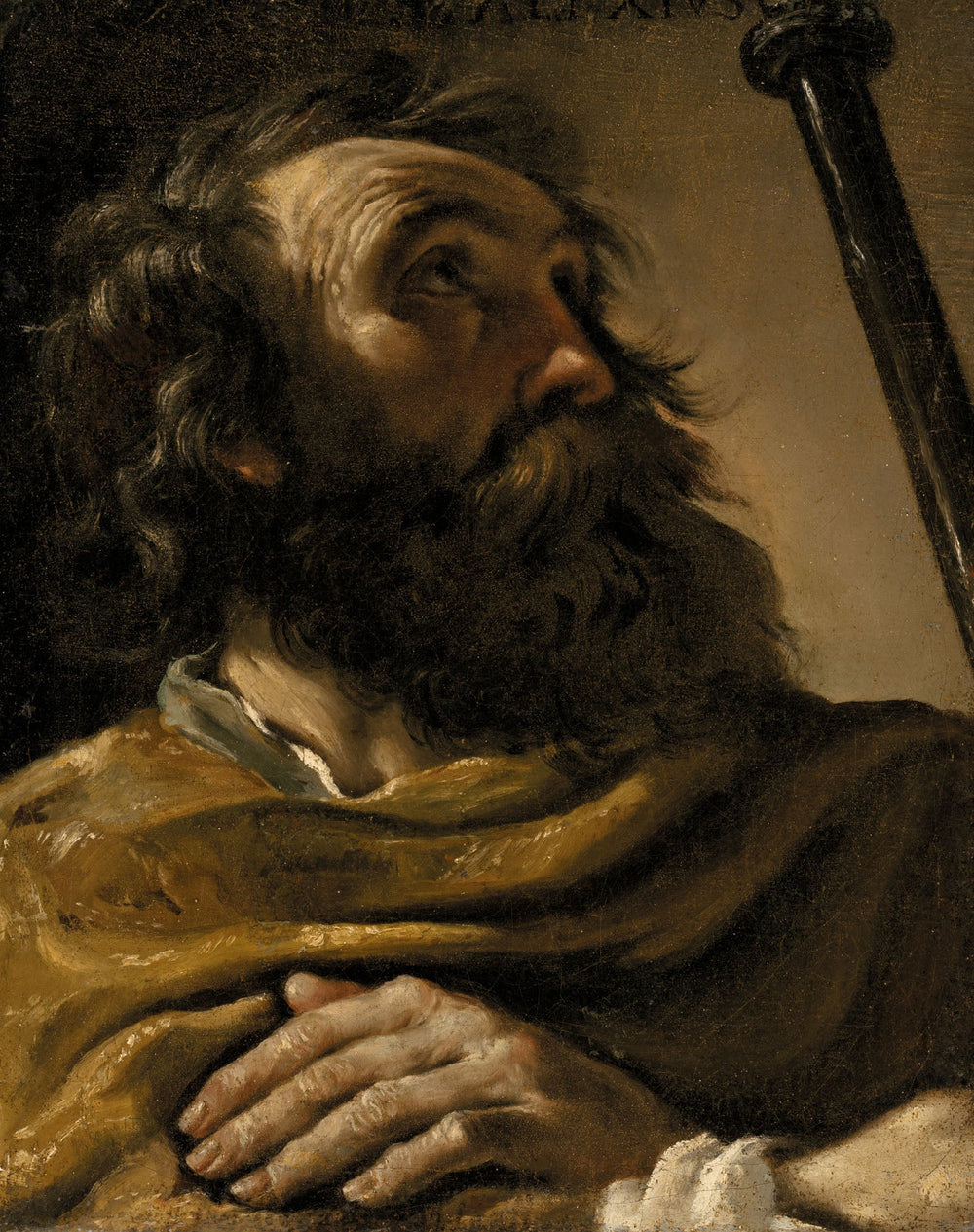 Saint Alexis dans un manteau marron tenant un bâton - Guercino - Alpha Reproduction