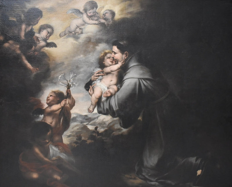 Święty Antoni z Padwy adorujący Dzieciątko Jezus - Bartolomé Esteban Murillo