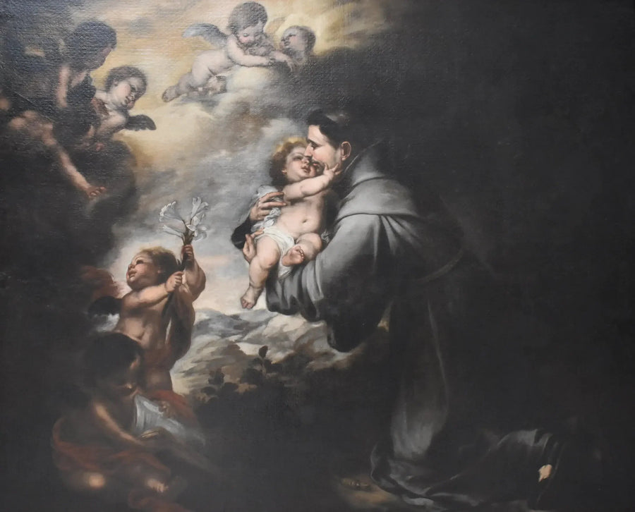 Święty Antoni z Padwy adorujący Dzieciątko Jezus - Bartolomé Esteban Murillo