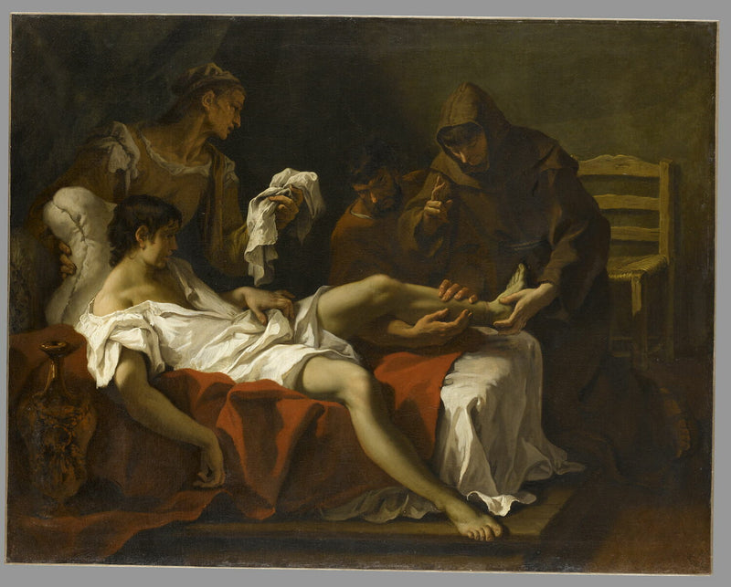 Święty Antoni Padewski uzdrawiający młodego mężczyznę, który odciął sobie stopę, aby ukarać się za uderzenie matki - Sebastiano Ricci