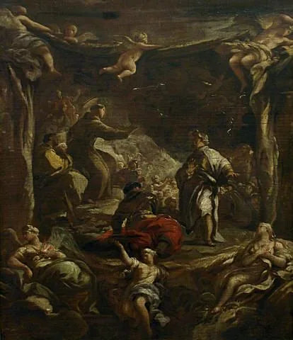 Święty Antoni Padewski karcący tyrana Ezzelino - Luca Giordano