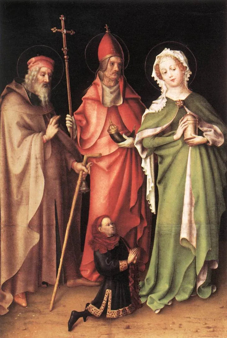 Święty Antoni Pustelnik, Święty Korneliusz i Święta Maria Magdalena z darczyńcą - Stefan Lochner