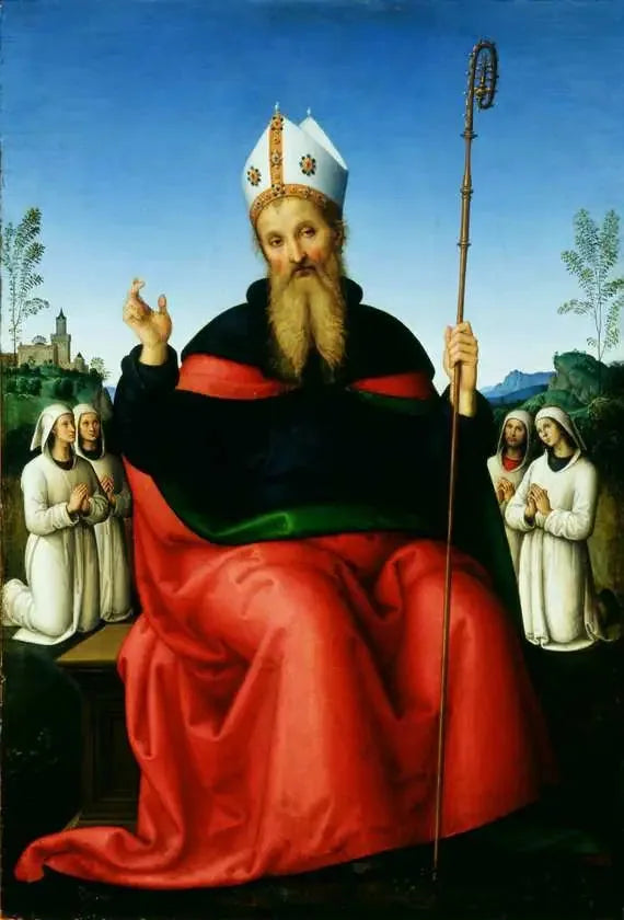 Święty Augustyn z członkami Bractwa z Perugii - Pietro Perugino