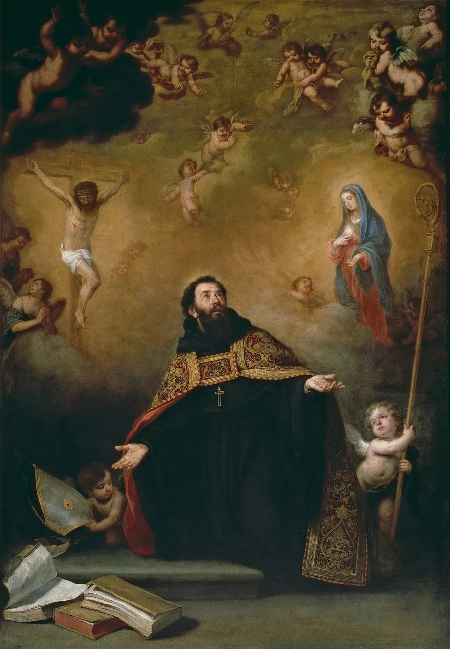 Święty Augustyn między Chrystusem a Maryją - Bartolomé Esteban Murillo