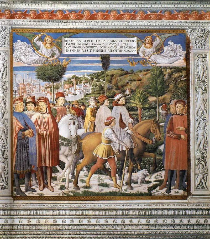 Święty Augustyn wyruszający do Mediolanu (scena 7, ściana południowa) - Benozzo Gozzoli