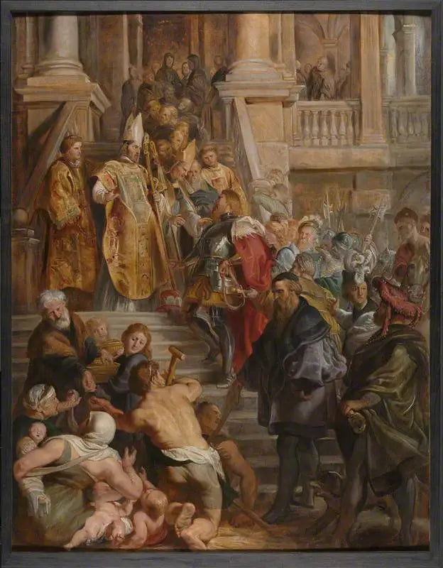 Święty Bawona przyjęty przez świętych Amand i Floriberta - Peter Paul Rubens