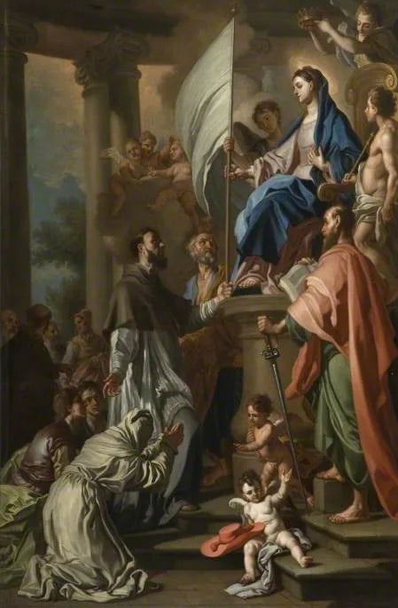 Święty Bonawentura otrzymujący od Maryi sztandar San Sepolcro - Francesco Solimena