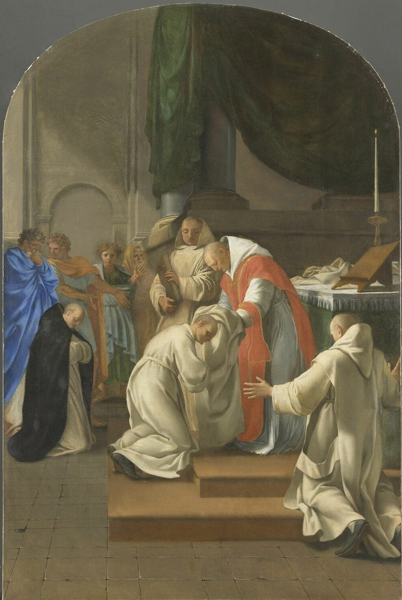 Święty Bruno ubiera kilka osób - Eustache Le Sueur