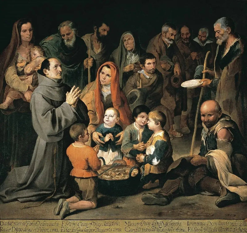 Święty Didaque z Alcalá karmiący ubogich - Bartolomé Esteban Murillo