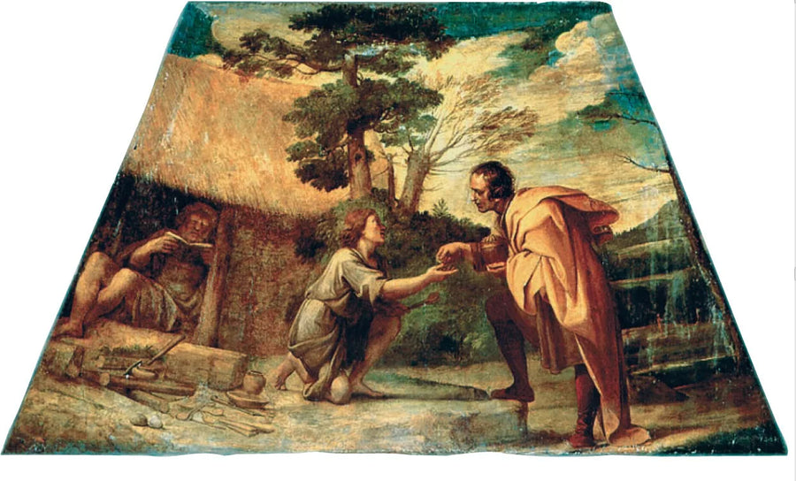Święta Didaque z Alcalá przyjmująca jałmużnę - Annibale Carracci
