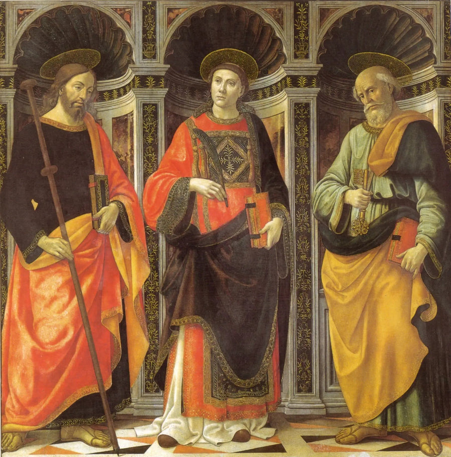 Saint Étienne między świętymi Jakubem i Piotrem - Domenico Ghirlandaio