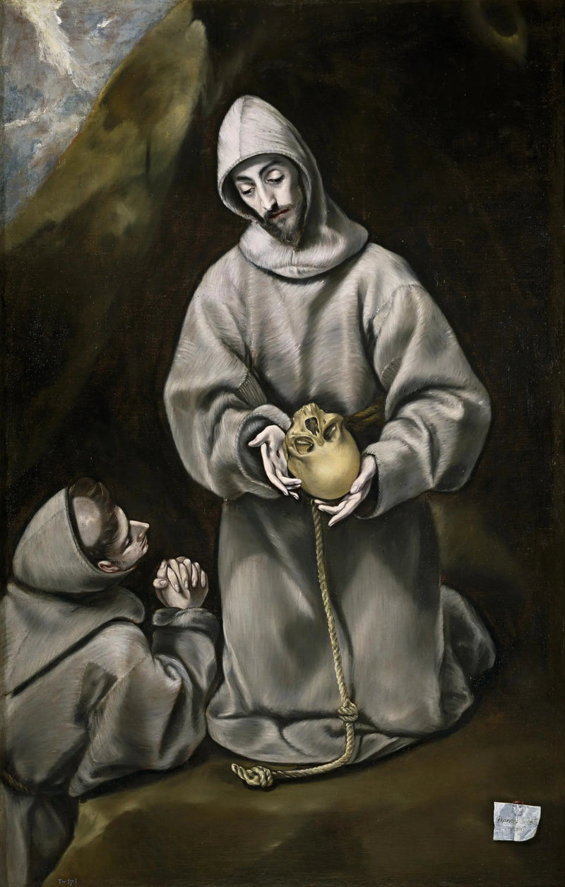 Święty Franciszek z Asyżu i brat Leon medytujący nad śmiercią - El Greco