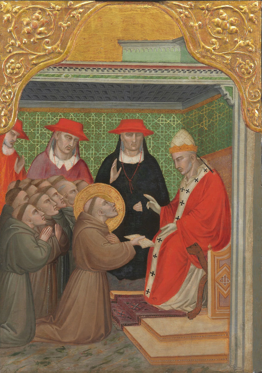 Święty Franciszek przed papieżem (Potwierdzenie Reguły franciszkańskiej) - Spinello Aretino