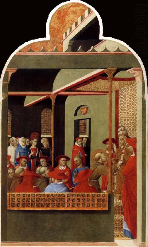 Saint François devant le pape Honorius III - Sassetta image 1 reproduction réalisée par Alpha Reproduction