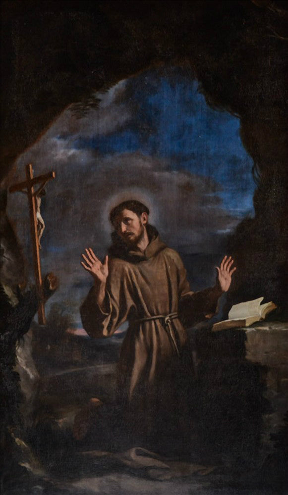 Święty Franciszek adorujący krucyfiks - Guercino