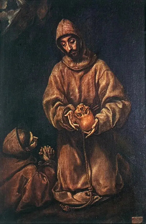 Święty Franciszek i brat Leon medytujący nad śmiercią - El Greco